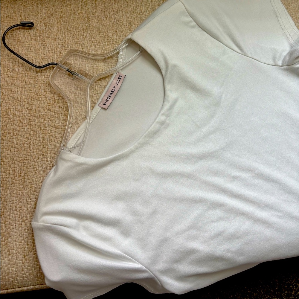Sincerely Jules Velvety White Crop Top